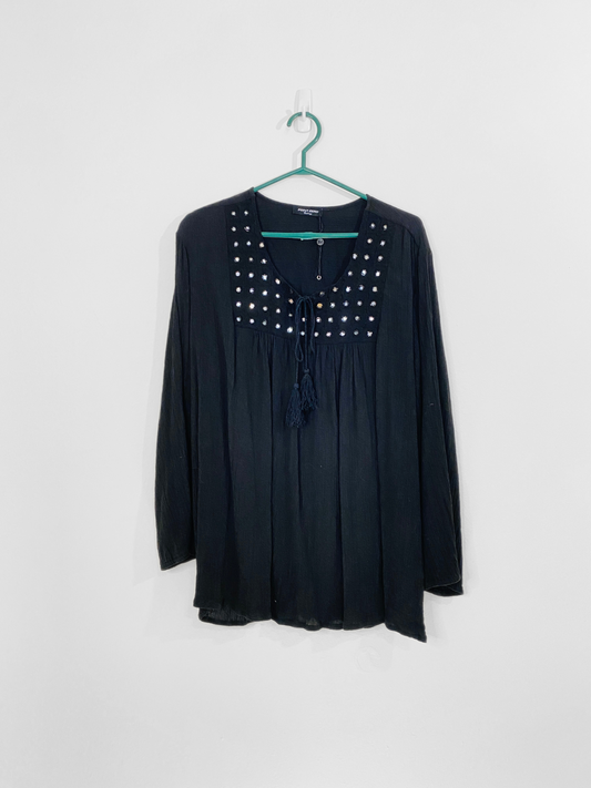 Black Crepe Blouse (X)