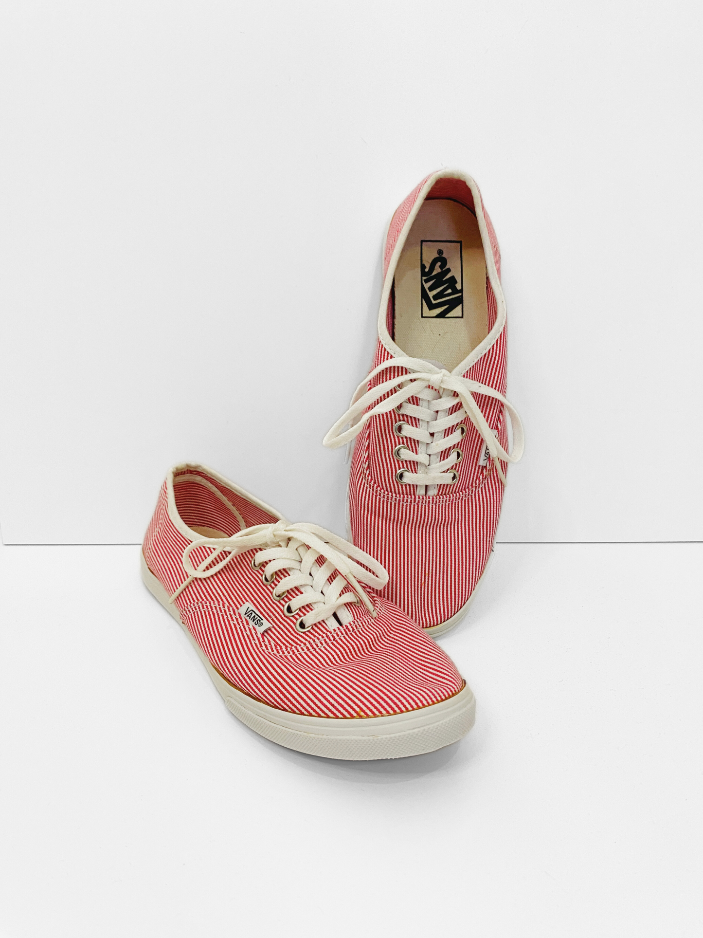 Red and White Striped Shoes (Womens 8.5, Mens 7)