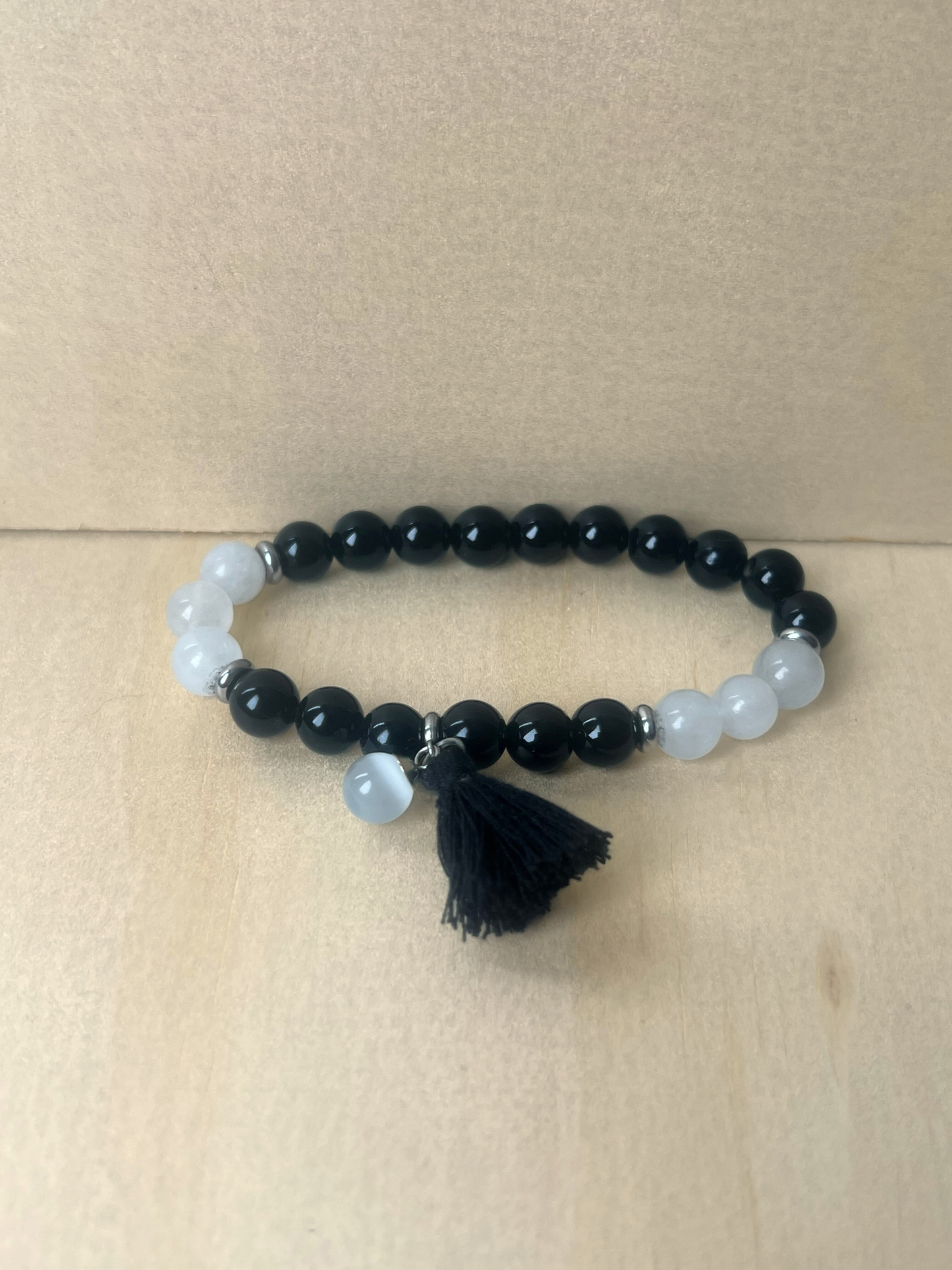 Beaded bracelet with tassel