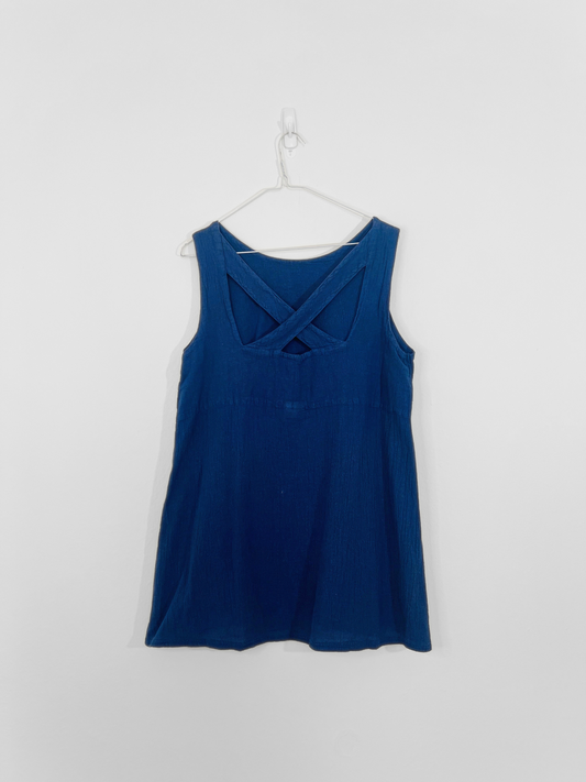 Navy Sleeveless Blouse (Large)