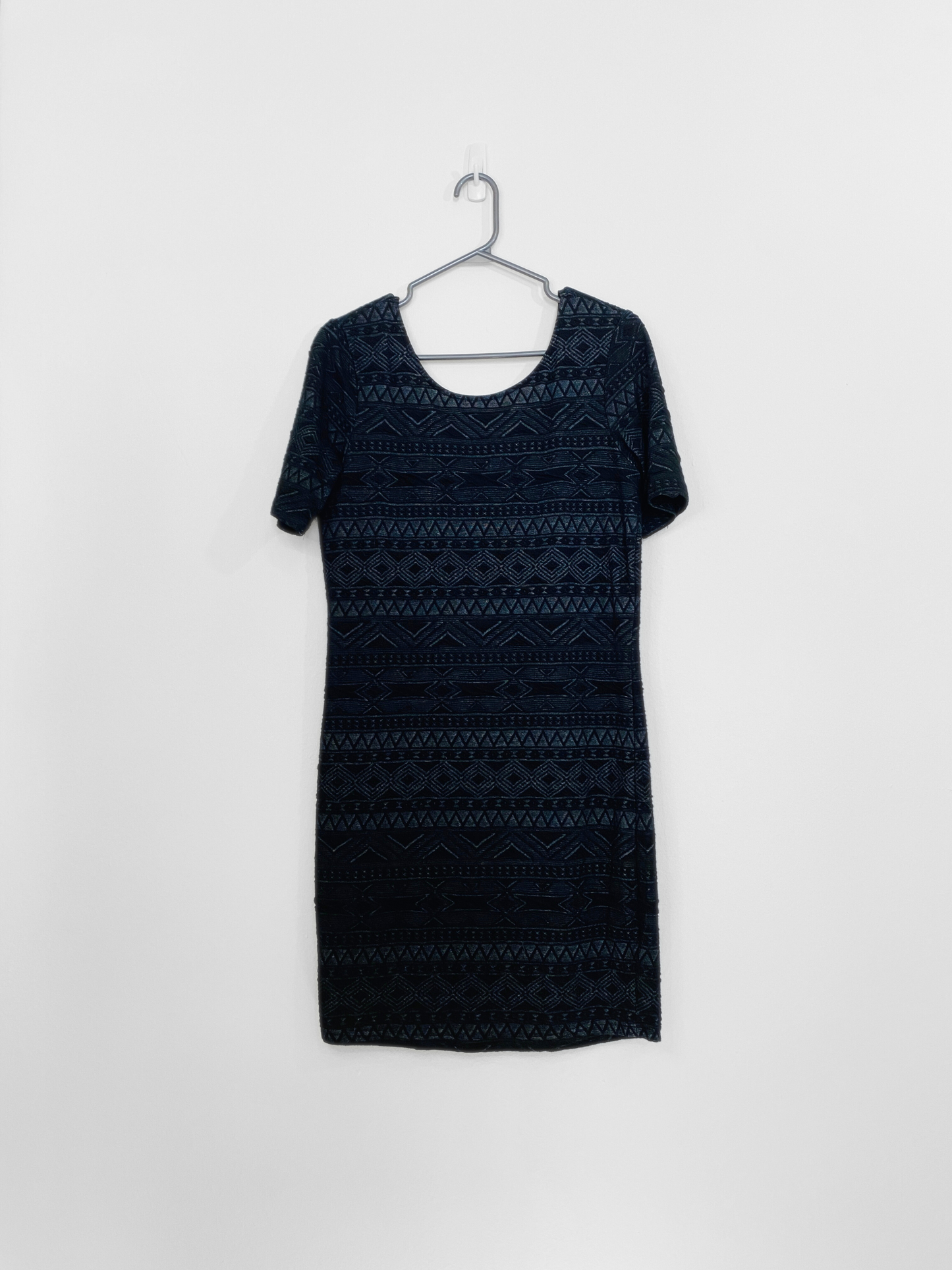 Black Aztec Print Bodycon Dress (Large)