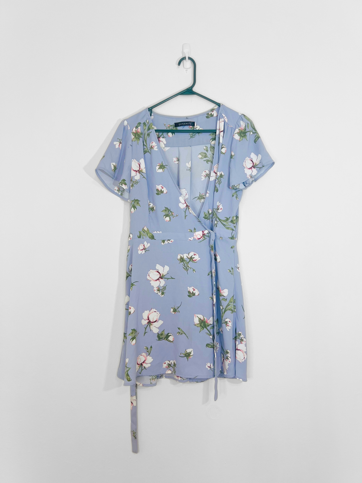 Blue Floral Wrap Dress (Small)