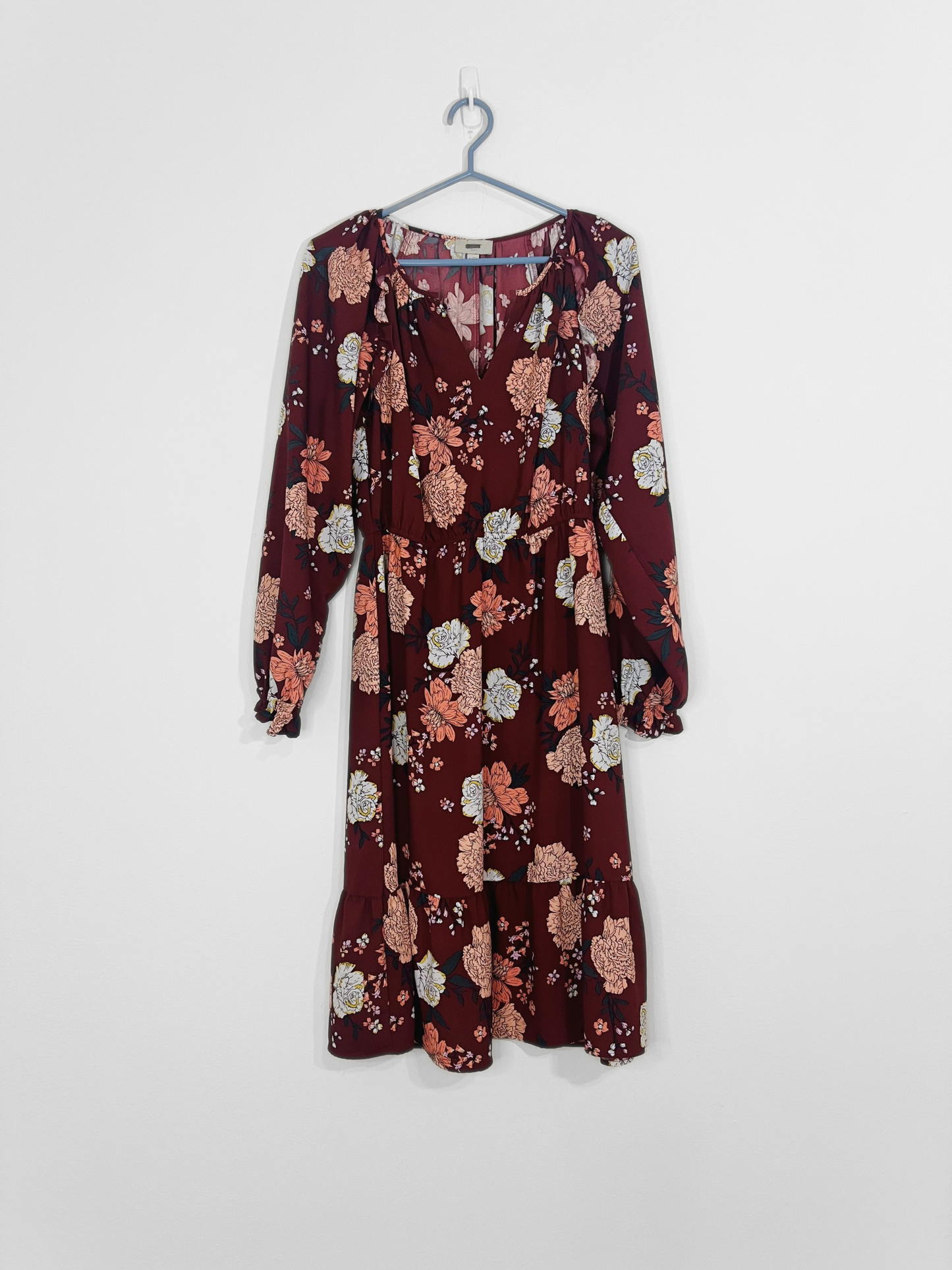 Burgundy Floral Dress (Size 4)