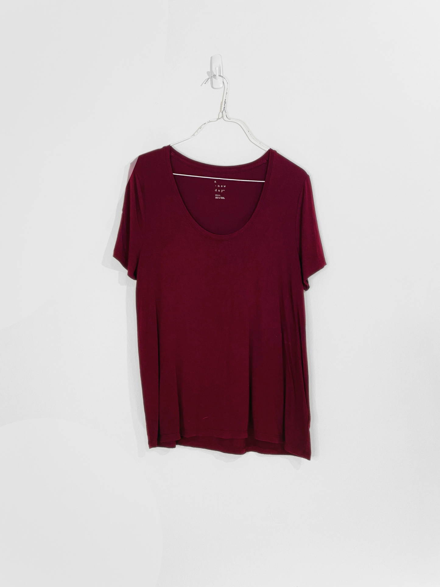 Burgundy Scoop Neck Tee (Small)