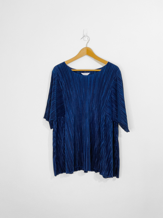 Navy Accordion Blouse (2X)