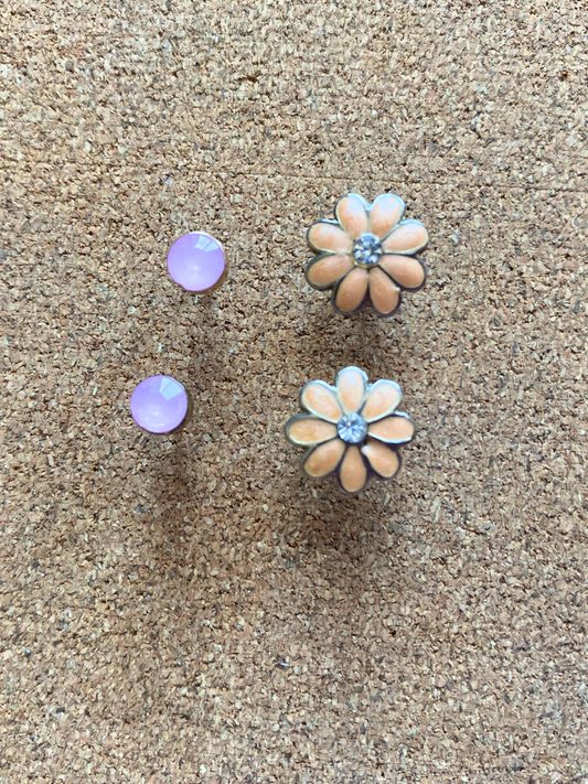 Pink Stud Earrings, Set of 2