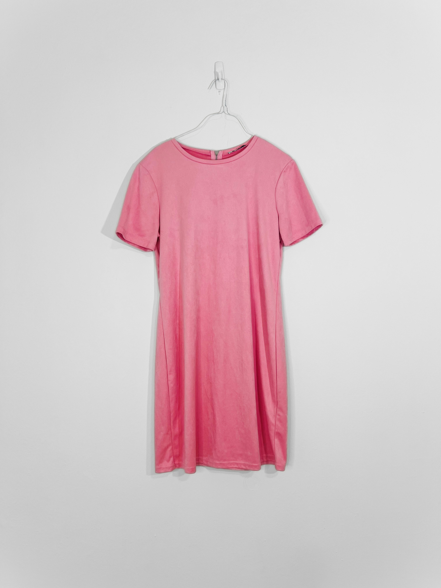 Pink Suede T-Shirt Dress (Medium)