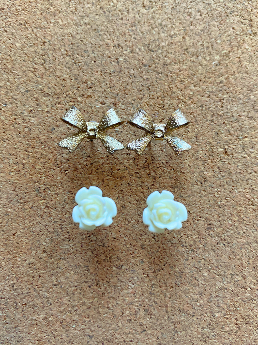 Bow and Rose Studs