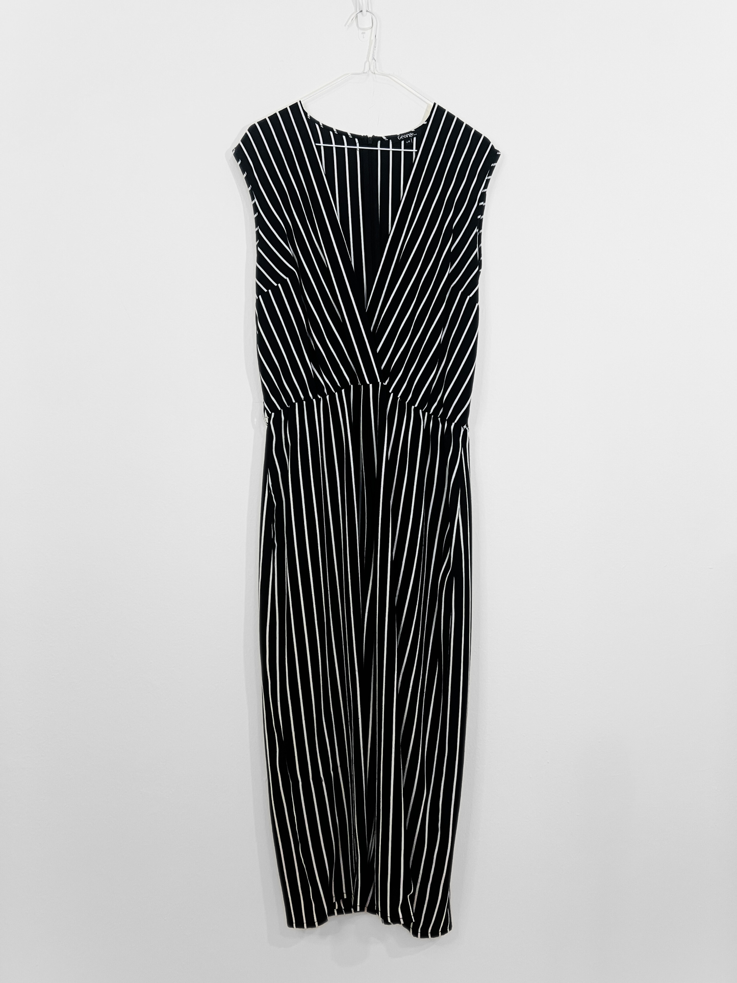 Black and White Striped Jumpsuit (Large)