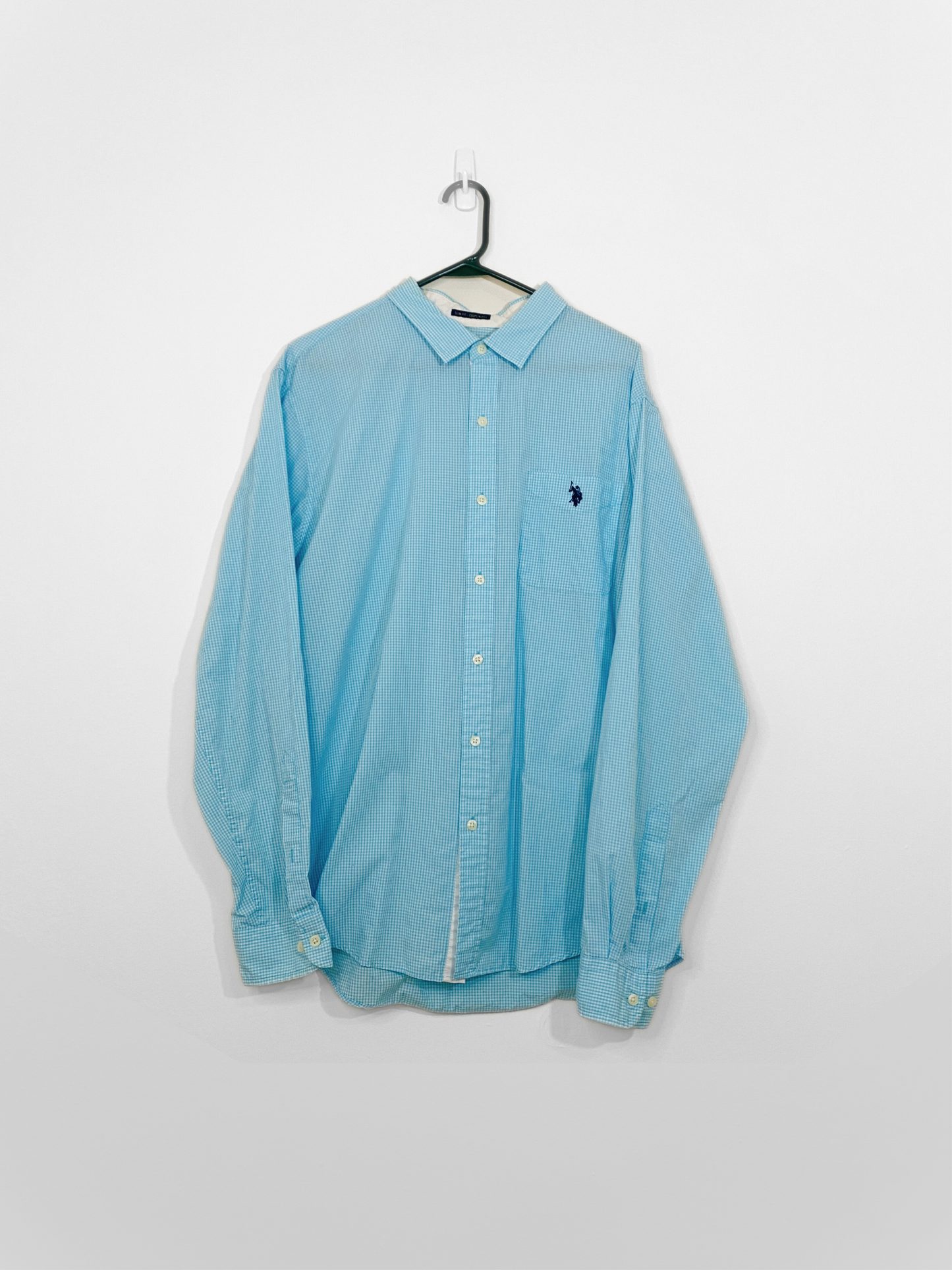 Checkered Turquoise Button Down (XL)