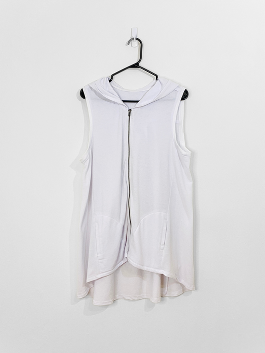 White Sleeveless Hoodie (1X)