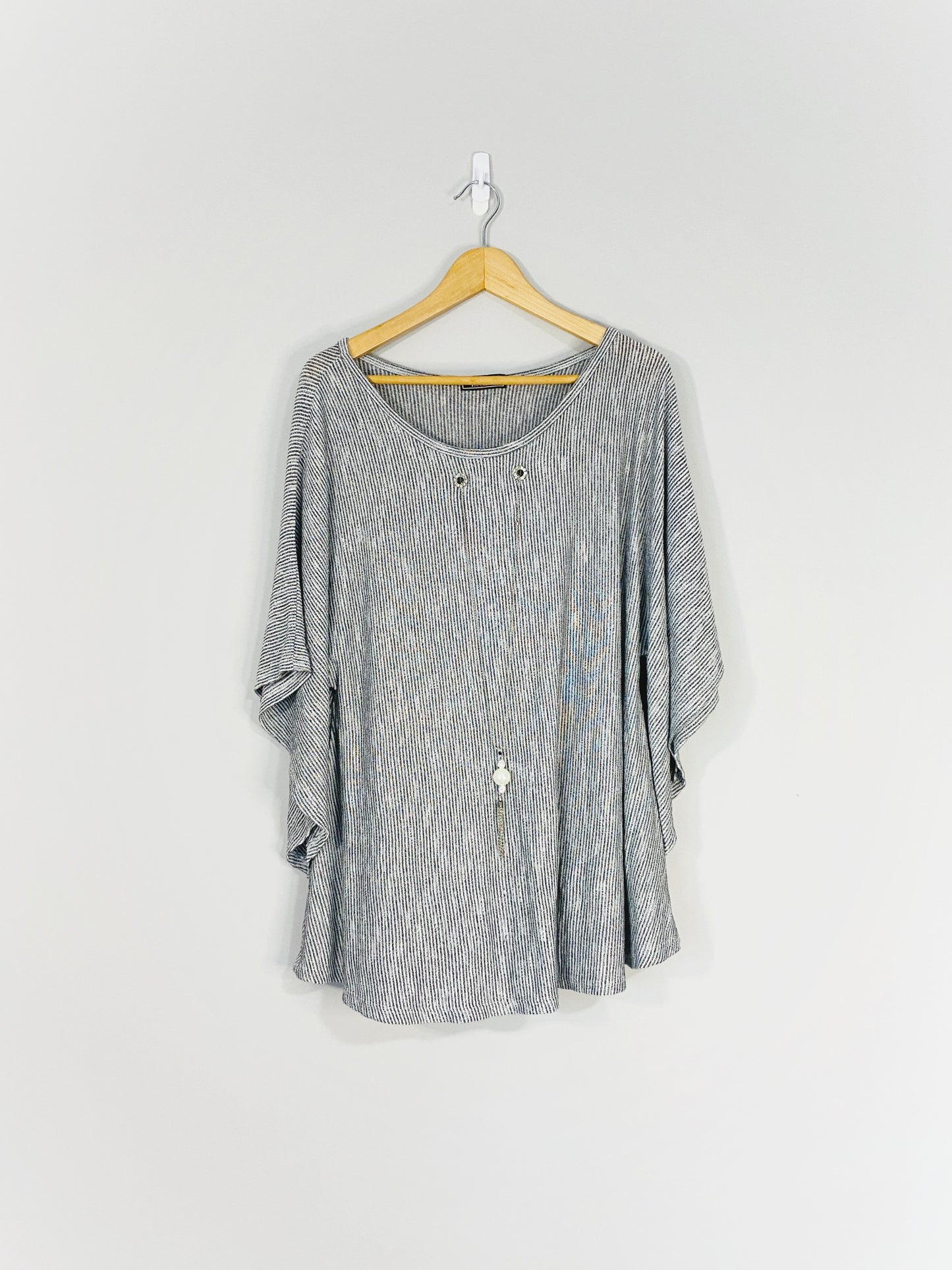 Striped Blouse with Built in Necklace (Large)