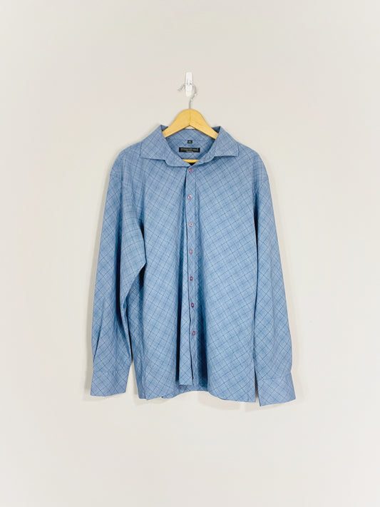 Blue Plaid Button Down (XL, 17.5)