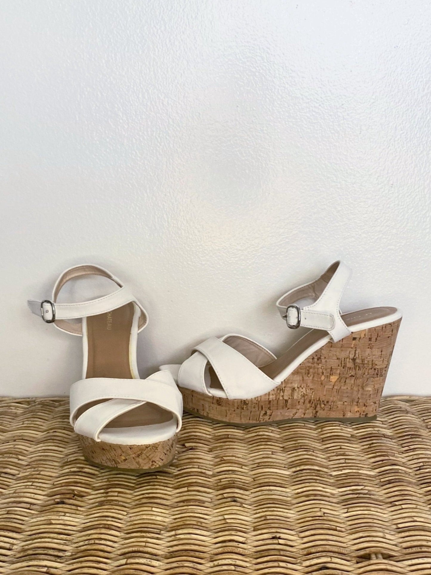 White Cork Wedges (Size 10)