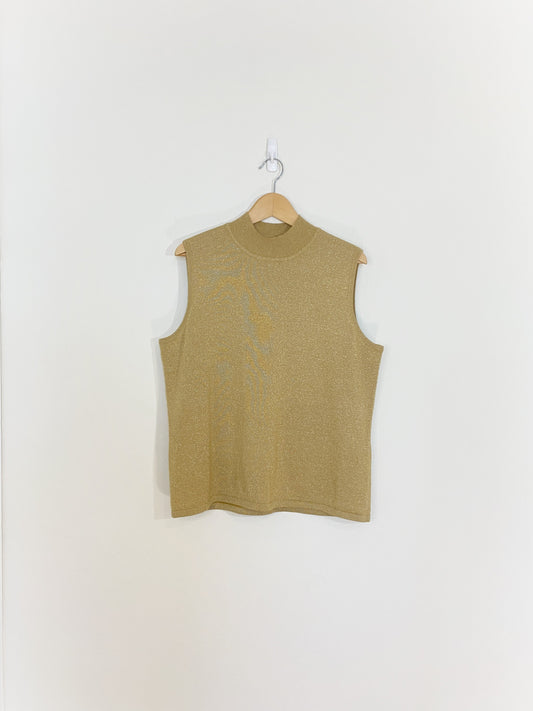 Gilet pull scintillant doré (XL)