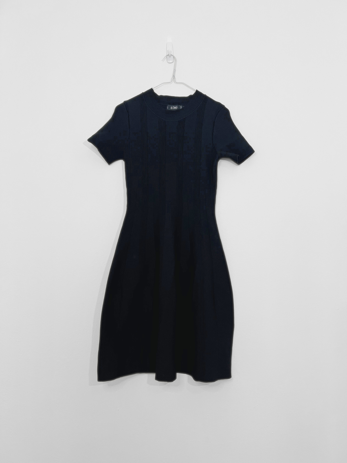 Black Knit Flare Dress (Small)