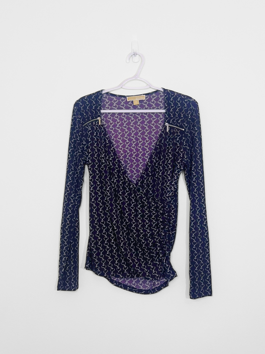 Purple Chain Print Blouse (Medium)