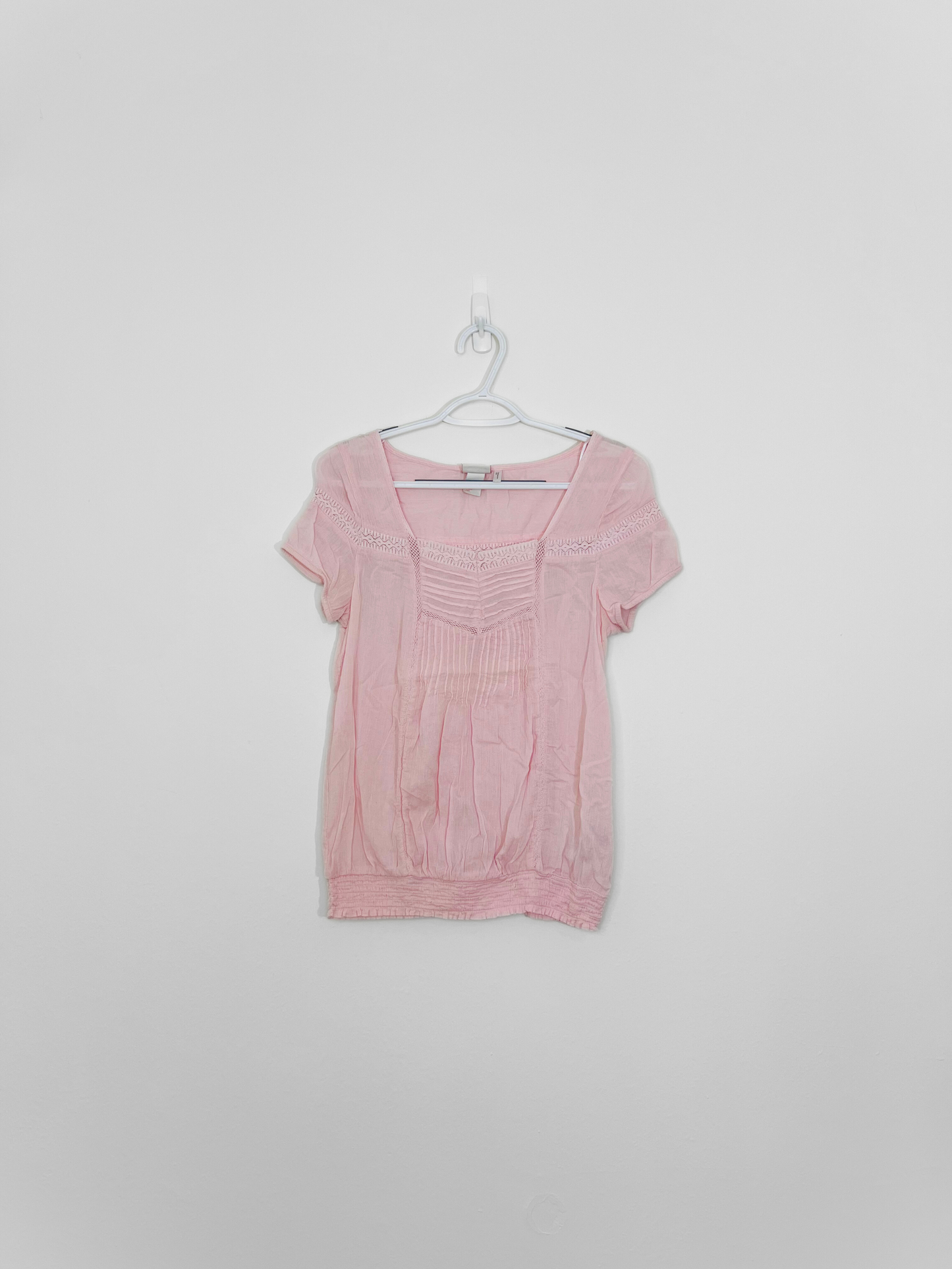 Light Pink Short Sleeve Blouse (Large)