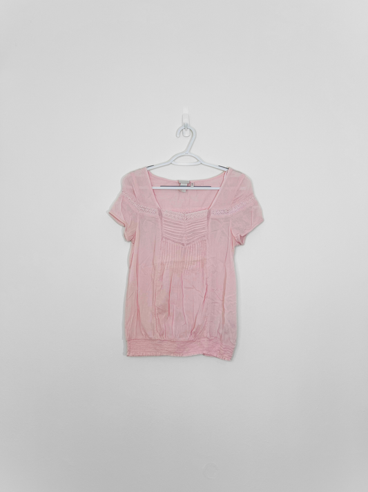 Light Pink Short Sleeve Blouse (Large)