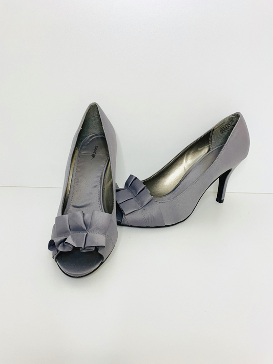 Grey Open Toe Heels (Size 9)