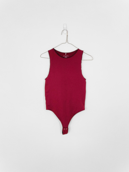 Burgundy Ribbed Bodysuit (Small)