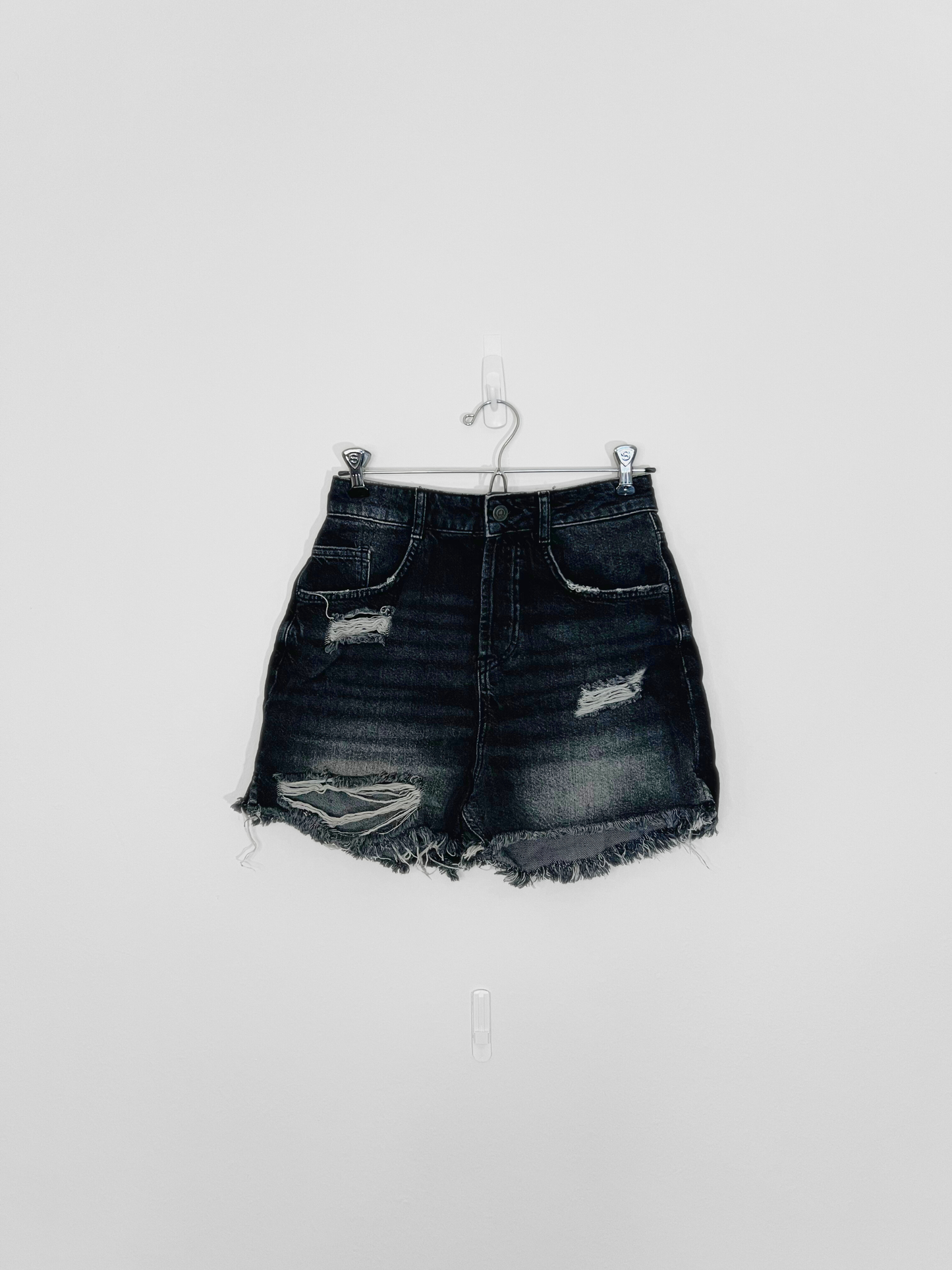 Distressed High Waisted Shorts (Small)