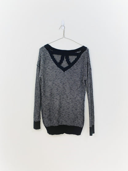 Black and White Knit Sweater (Small)
