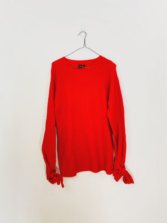 Pull oversize en tricot rouge (petit)