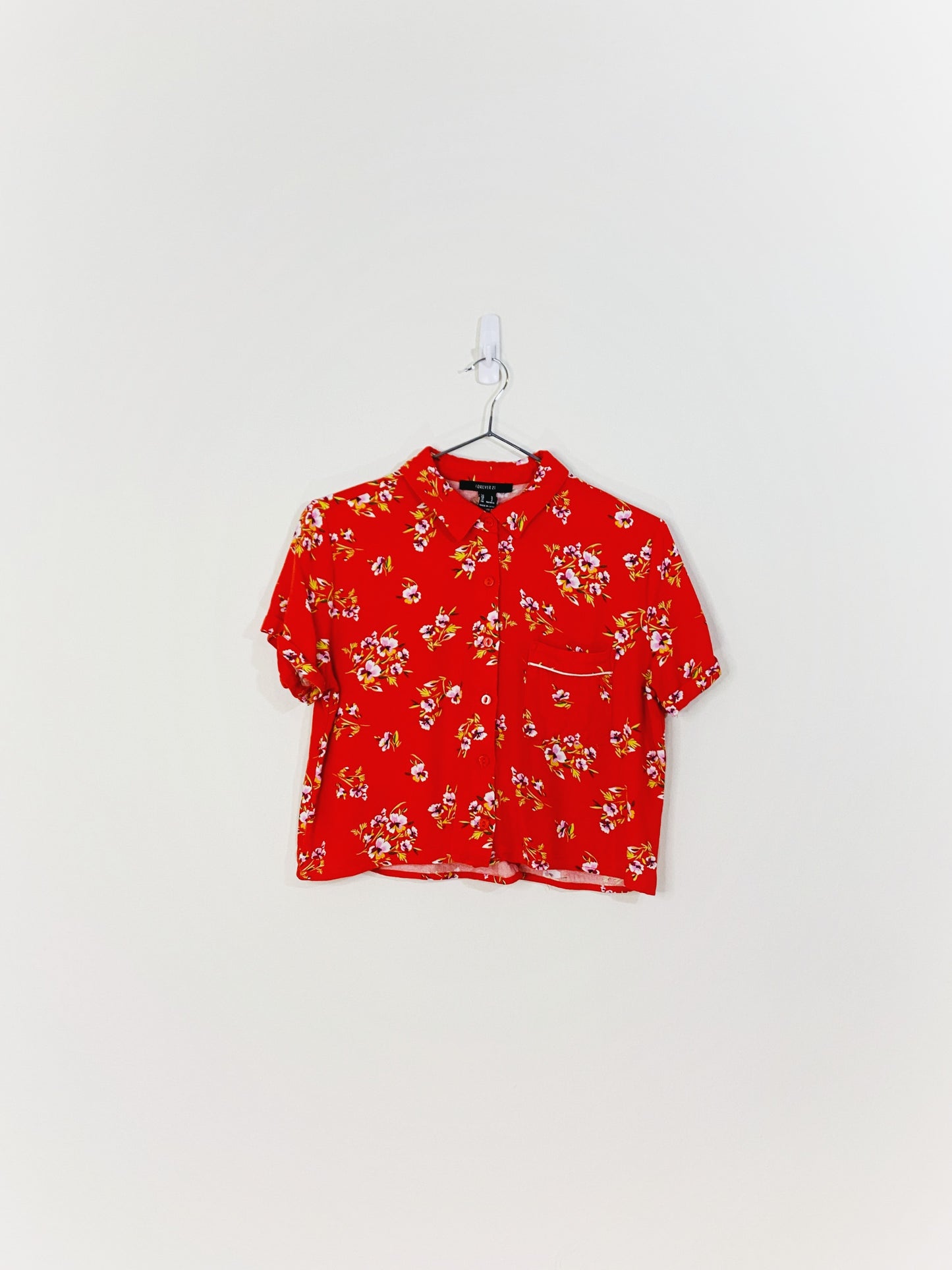 Cropped Floral Button Down (Small)