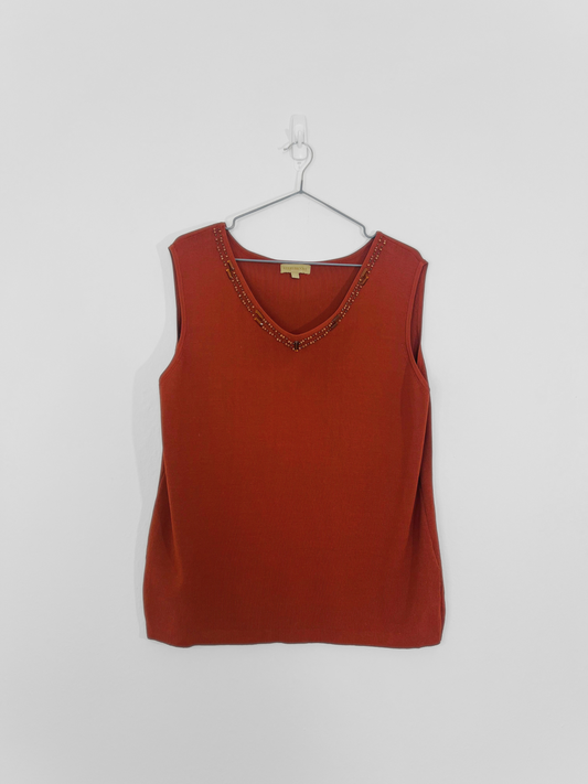 Beaded Sleeveless Top (XL)