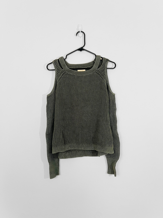 Green Cold-Shoulder Sweater (Small)