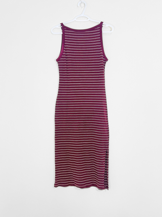 Berry Striped Bodycon Dress (Large)