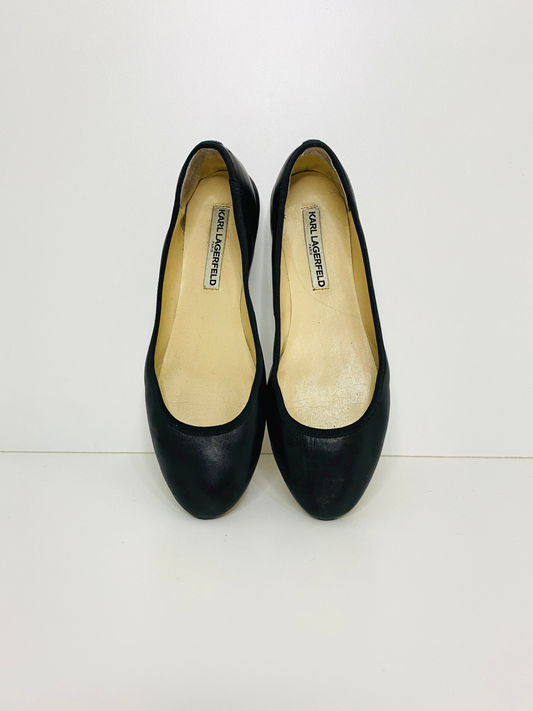 Black Leather Flats (Size 9.5)