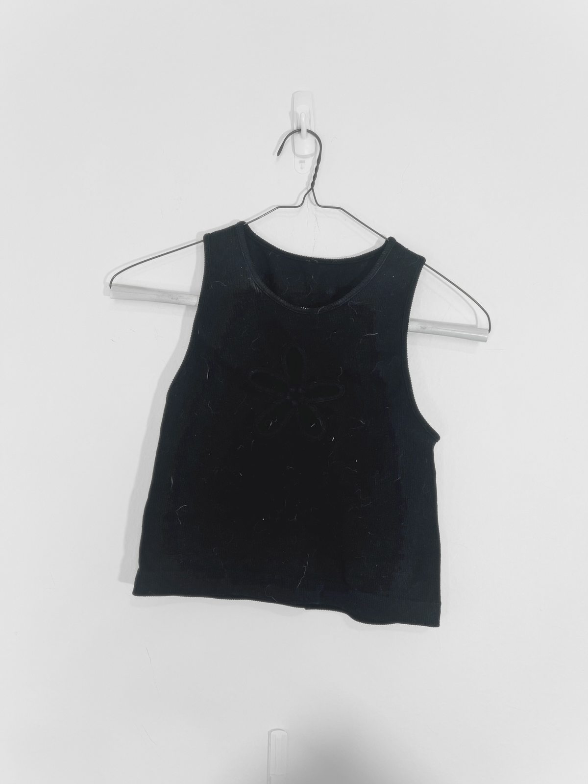 Black Flower Cutout Tank Top (Medium)