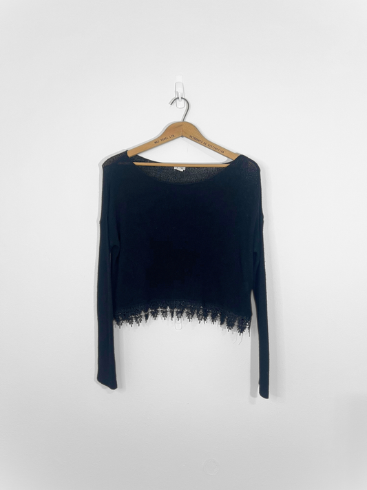 Black Sweater w/ Lacey Hem