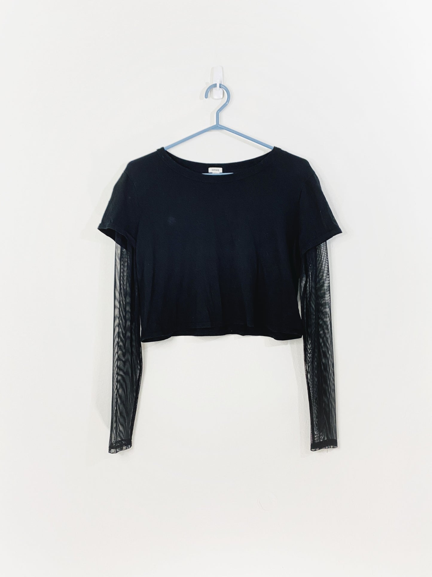 Cropped Mesh-Sleeved Tee (Medium)