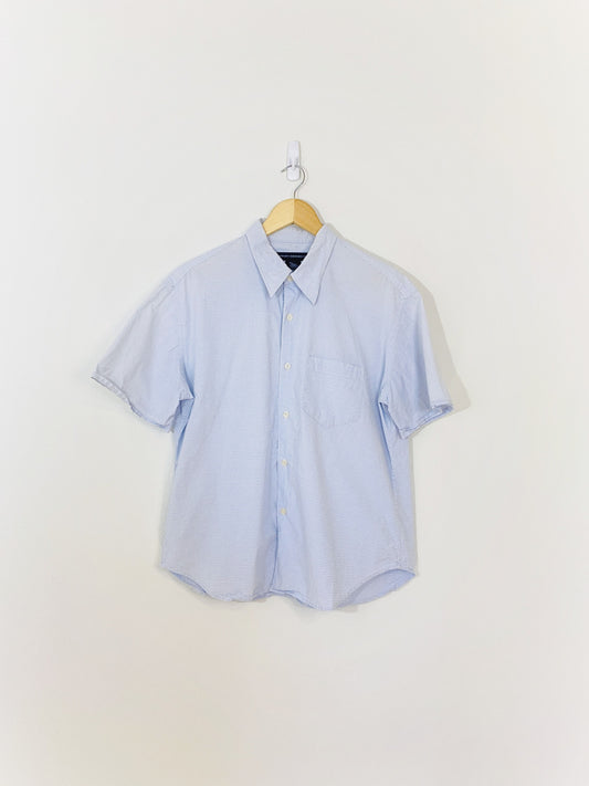 Chemise boutonnée à carreaux bleu clair (XL)