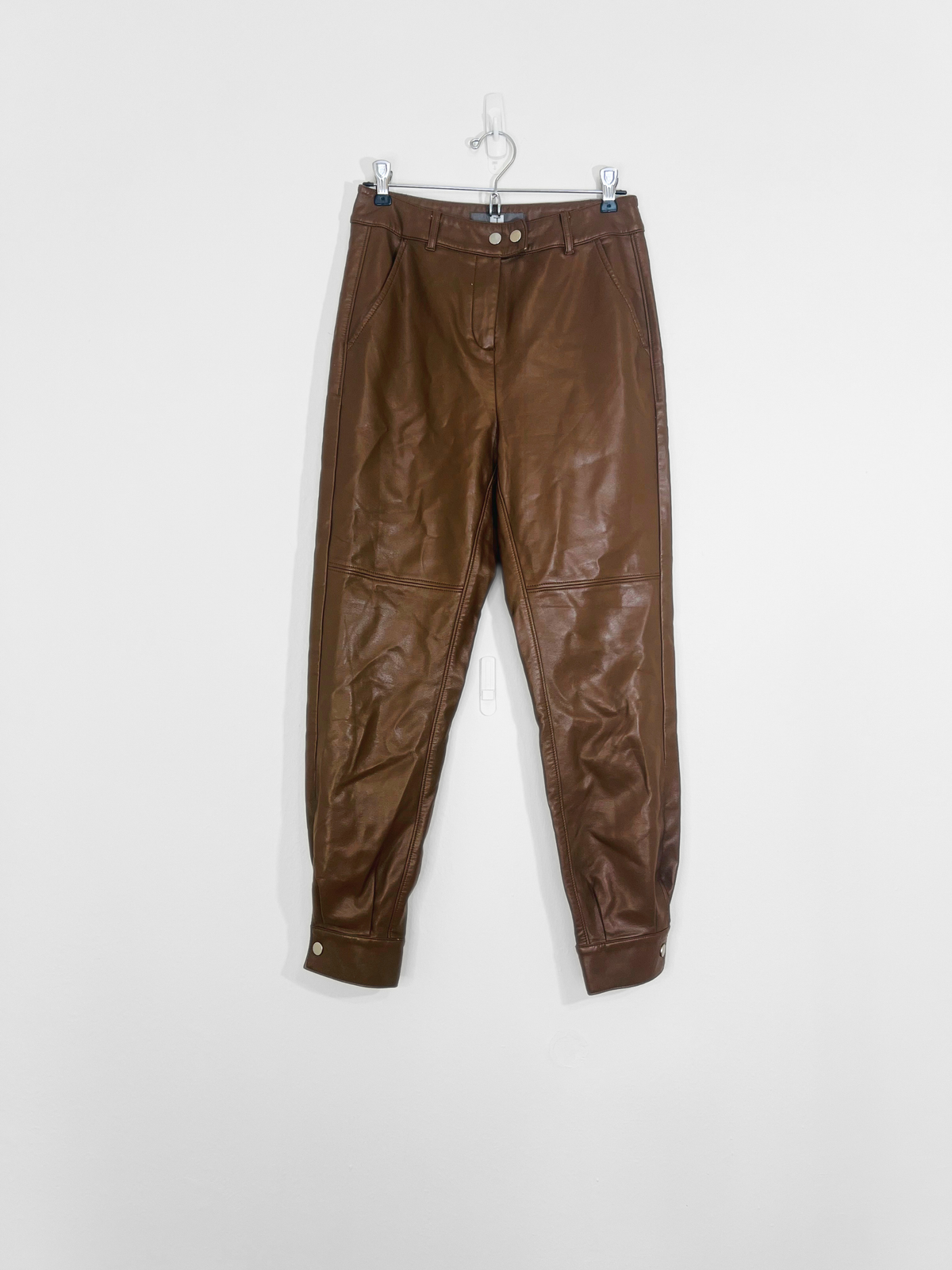 Brown Faux Leather Pants (Size 1)