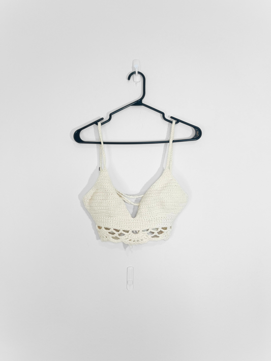White Crochet Bralette (Medium)