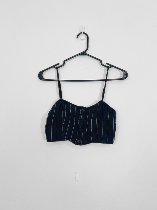 Navy Striped Crop Top (Small)