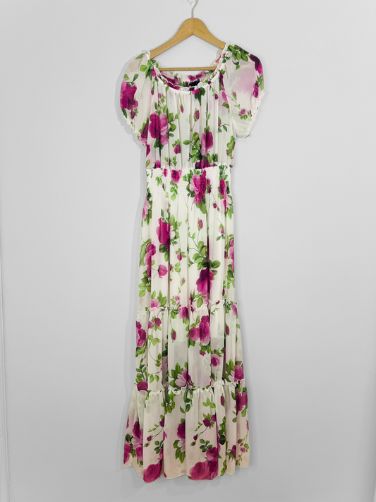 Floral Peasant Dress (Size 8)