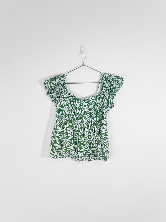 Green Botanical Blouse (Medium)