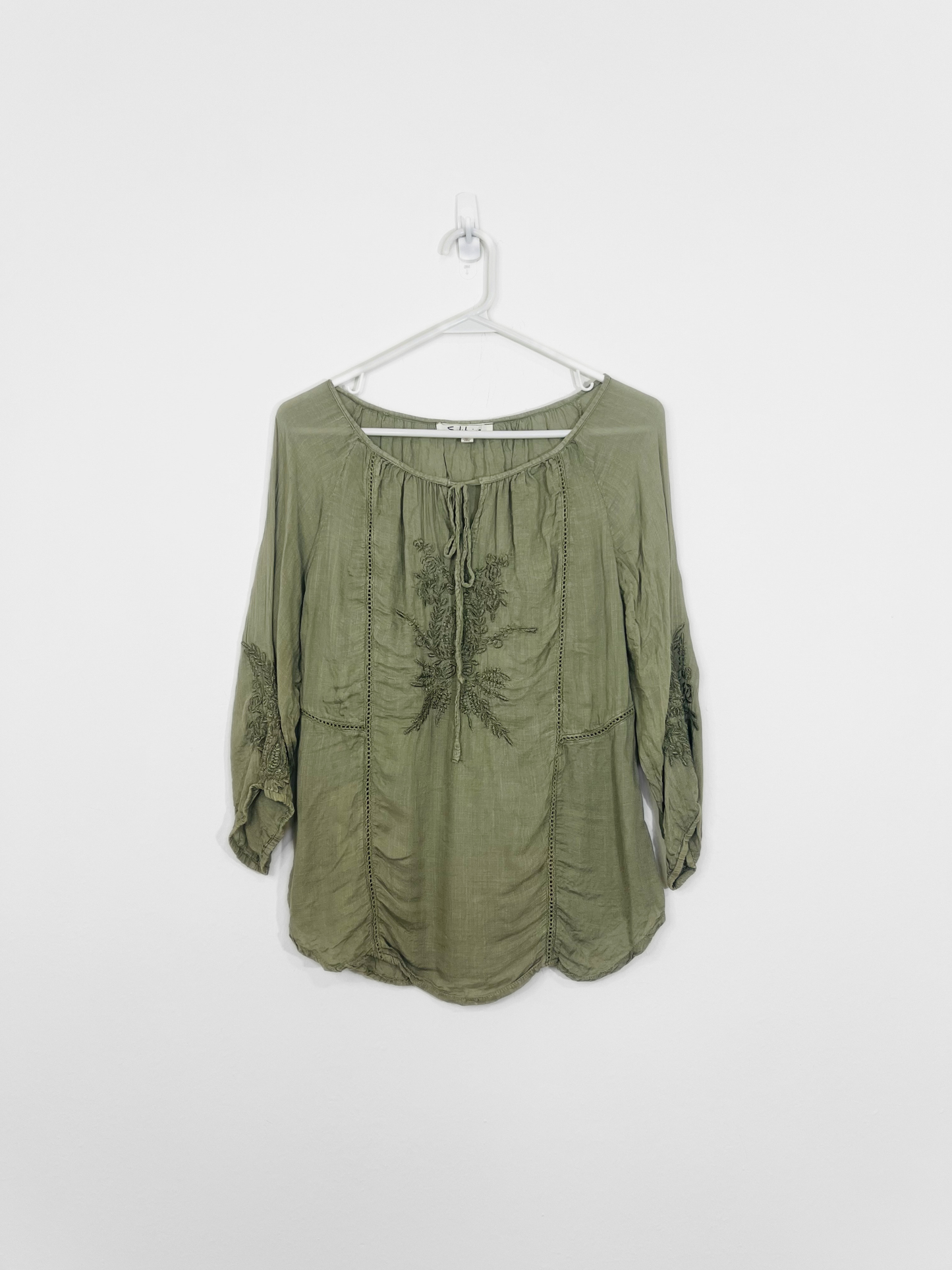 Green Embroidered Blouse (Small)