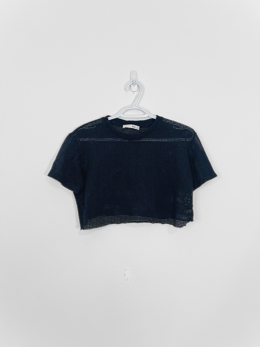 Black Mesh Crop Top (Small)