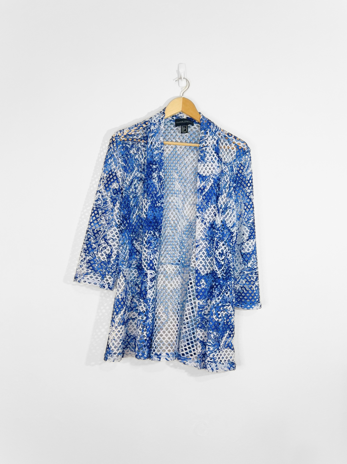 Blue and White Net Cardigan (Size 14)