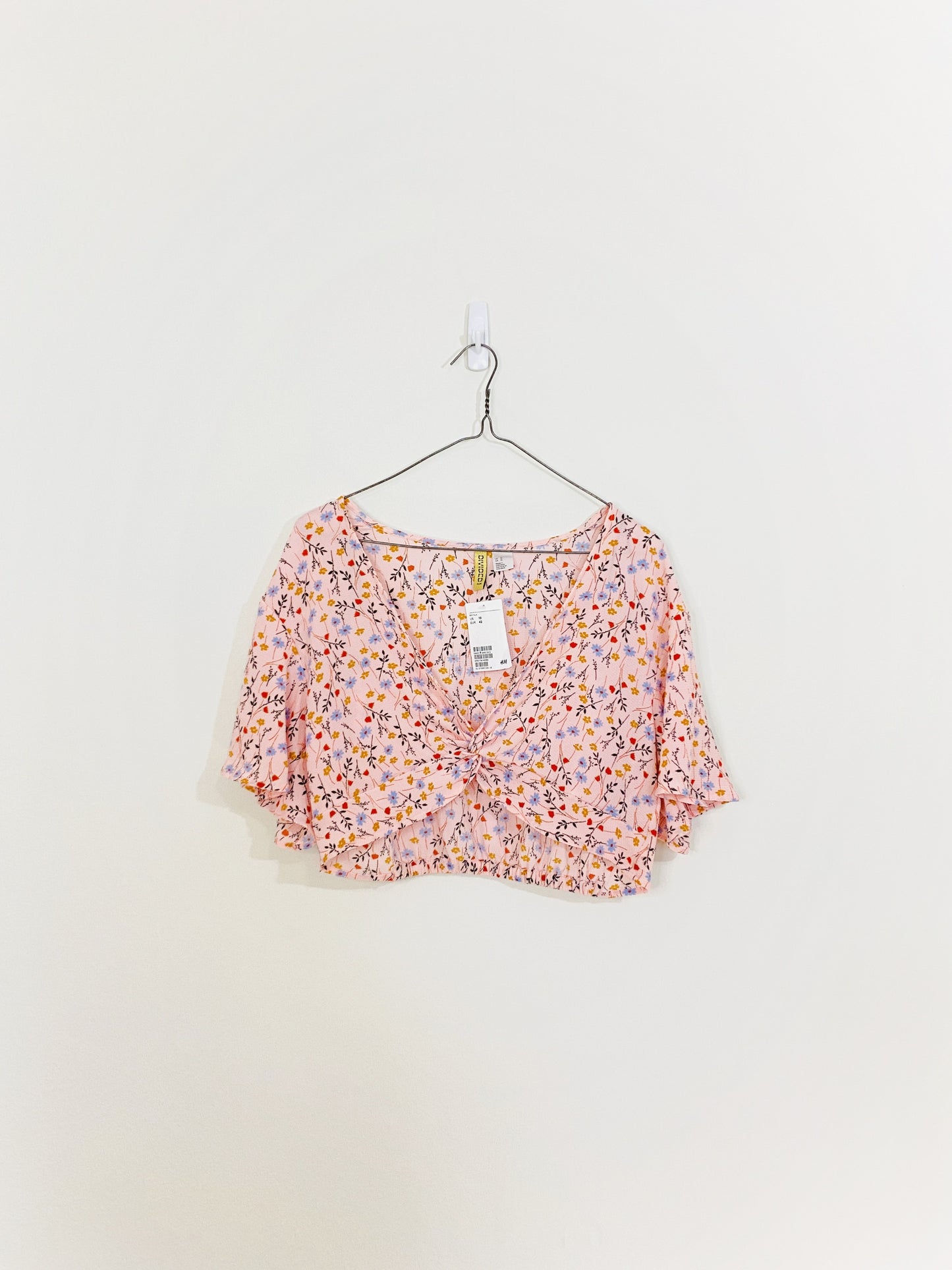 Pink Floral Crop Top (Size 10)