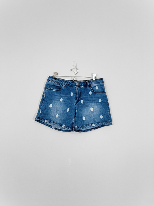 Polka Dot Jean Shorts (Size 10)