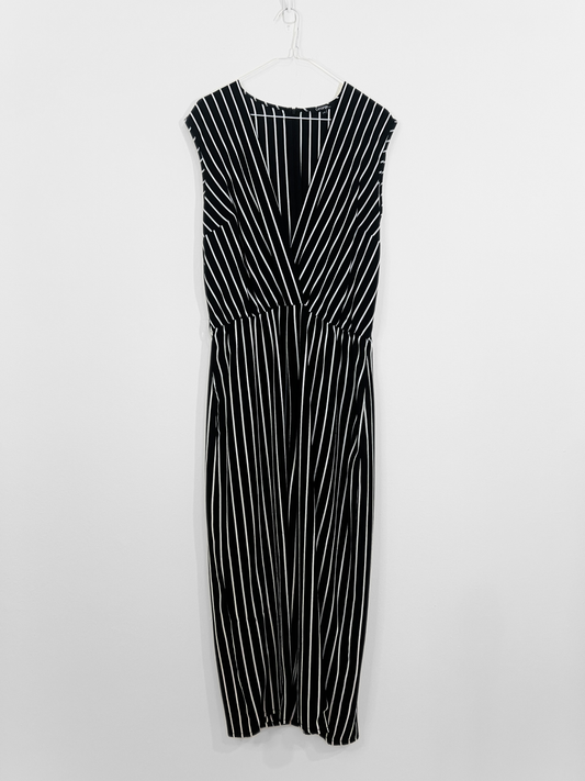 Black and White Striped Jumpsuit (Large)
