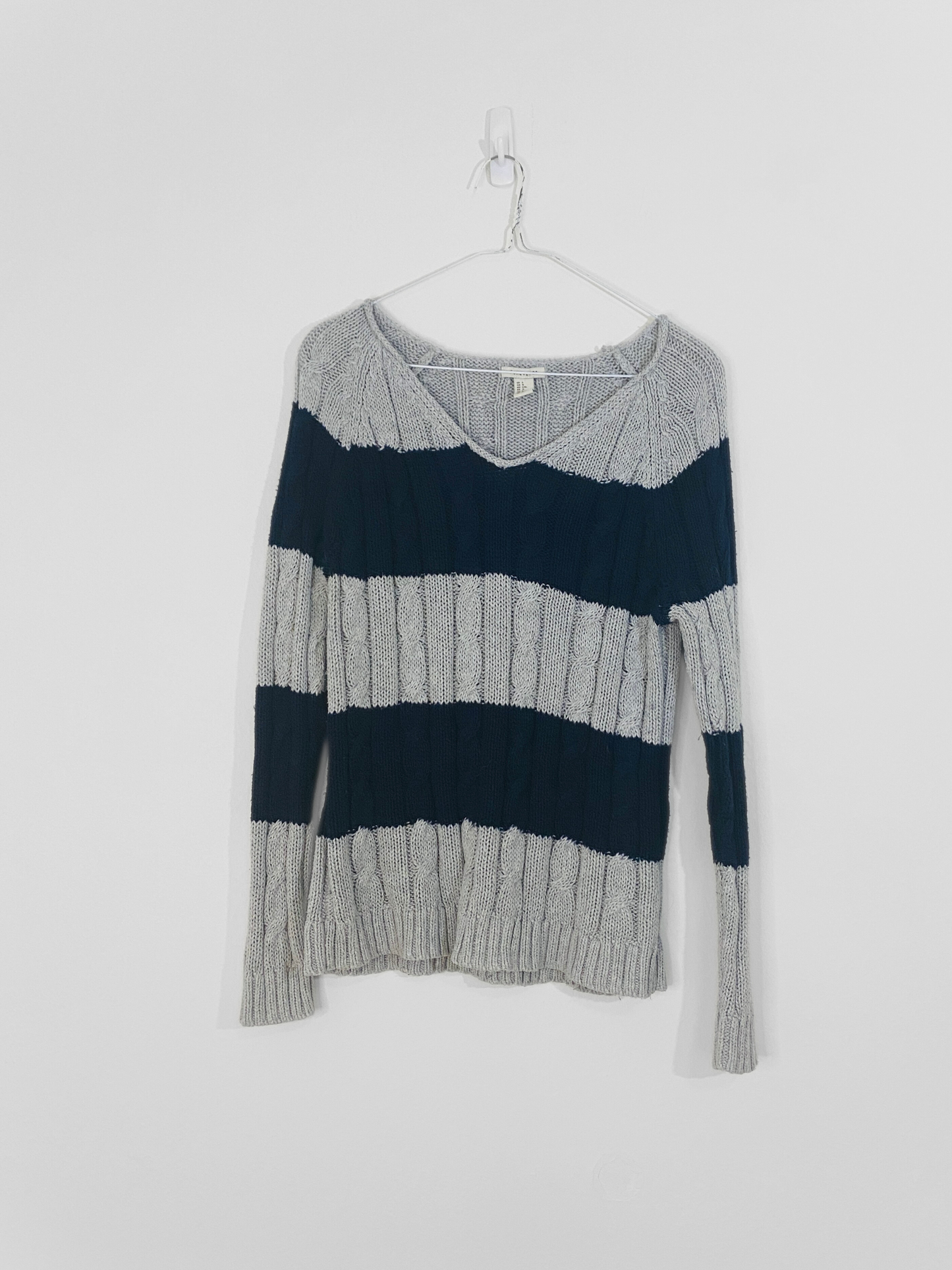 Striped Cable Knit Sweater (Large)