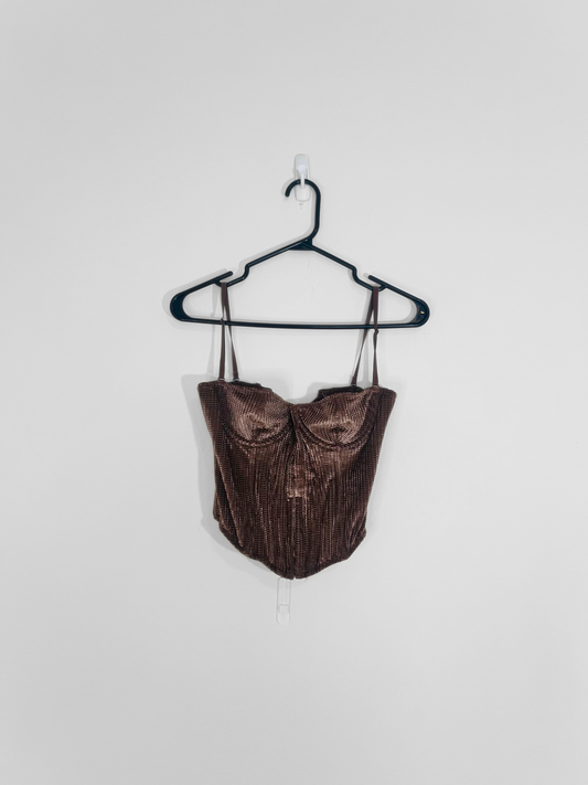 Taupe Velvet Corset (Medium)
